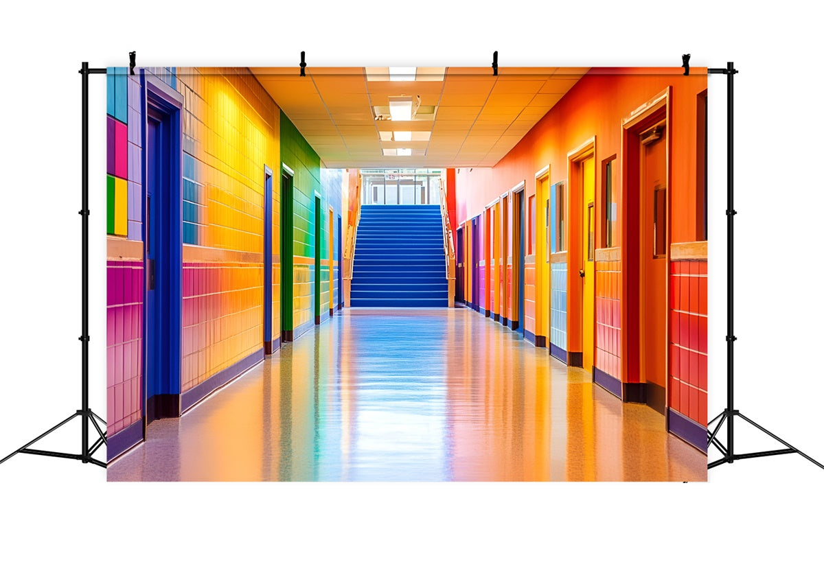 Schule Klassenzimmer Backdrop Regenbogen Schule Flur Backdrop GQ6-147