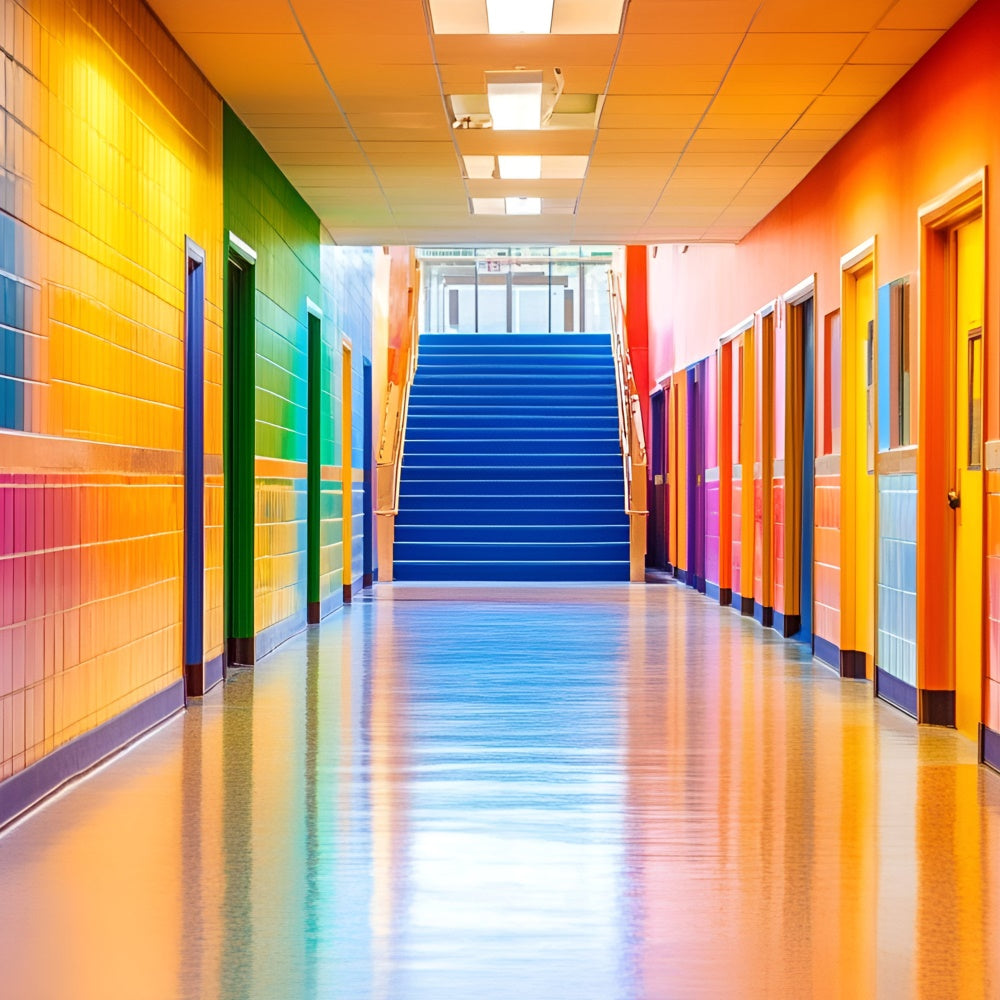 Schule Klassenzimmer Backdrop Regenbogen Schule Flur Backdrop GQ6-147