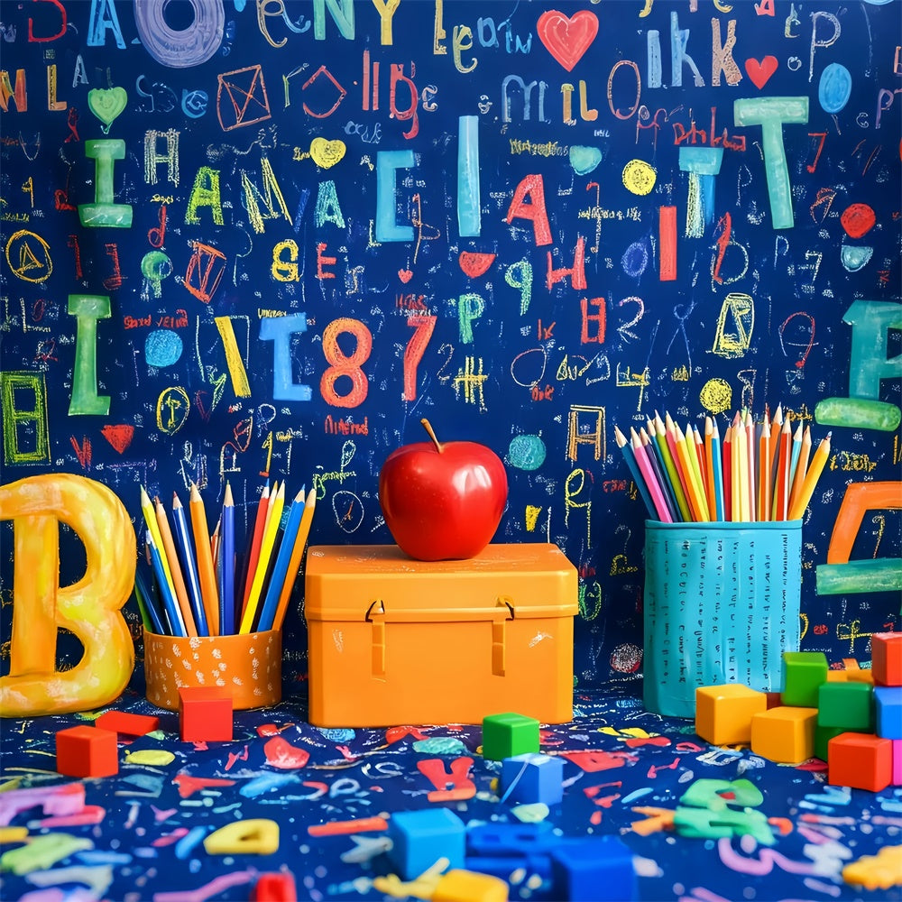 Schule Fotohintergründe Buntes Klassenzimmer Doodle Hintergrund GQ6-173