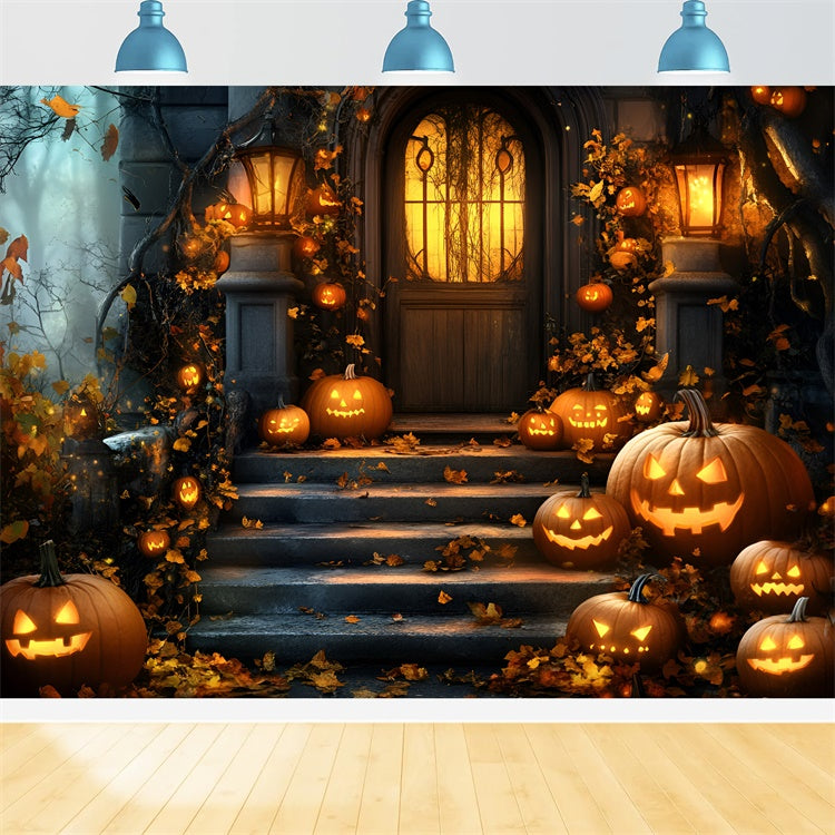 Halloween Fotografie Hintergrund Geisterkürbis Veranda Hintergrund GQ6-198