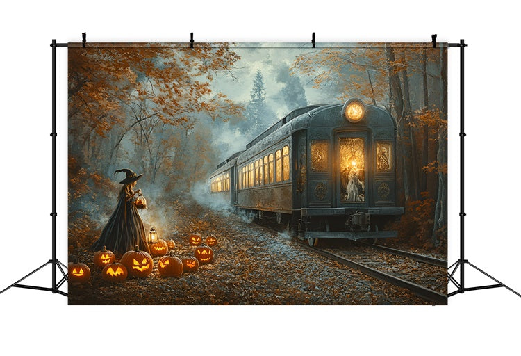 Halloween Hexe Backdrop Mitternachtskürbis Eisenbahn Backdrop GQ6-199