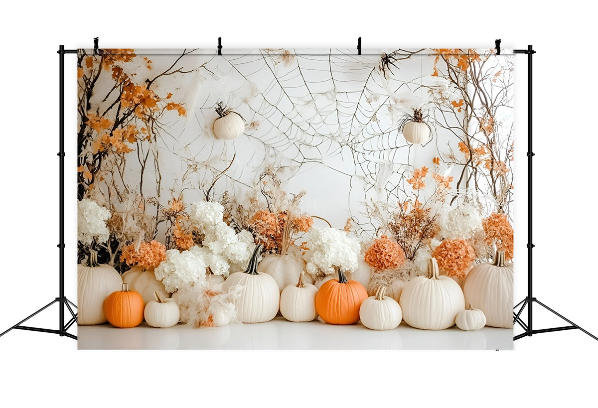 Halloween Wandhintergrund Eleganter weißer Kürbis Herbsthintergrund GQ6-207