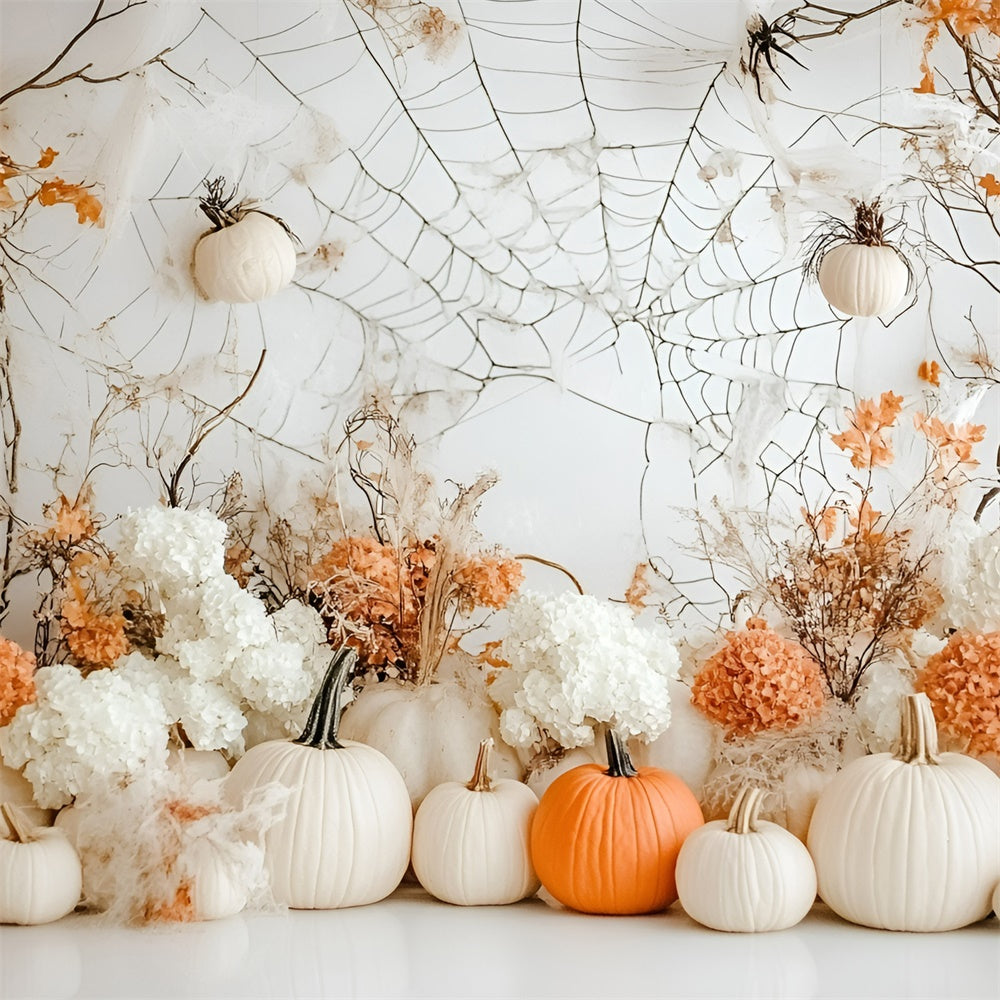 Halloween Wandhintergrund Eleganter weißer Kürbis Herbsthintergrund GQ6-207