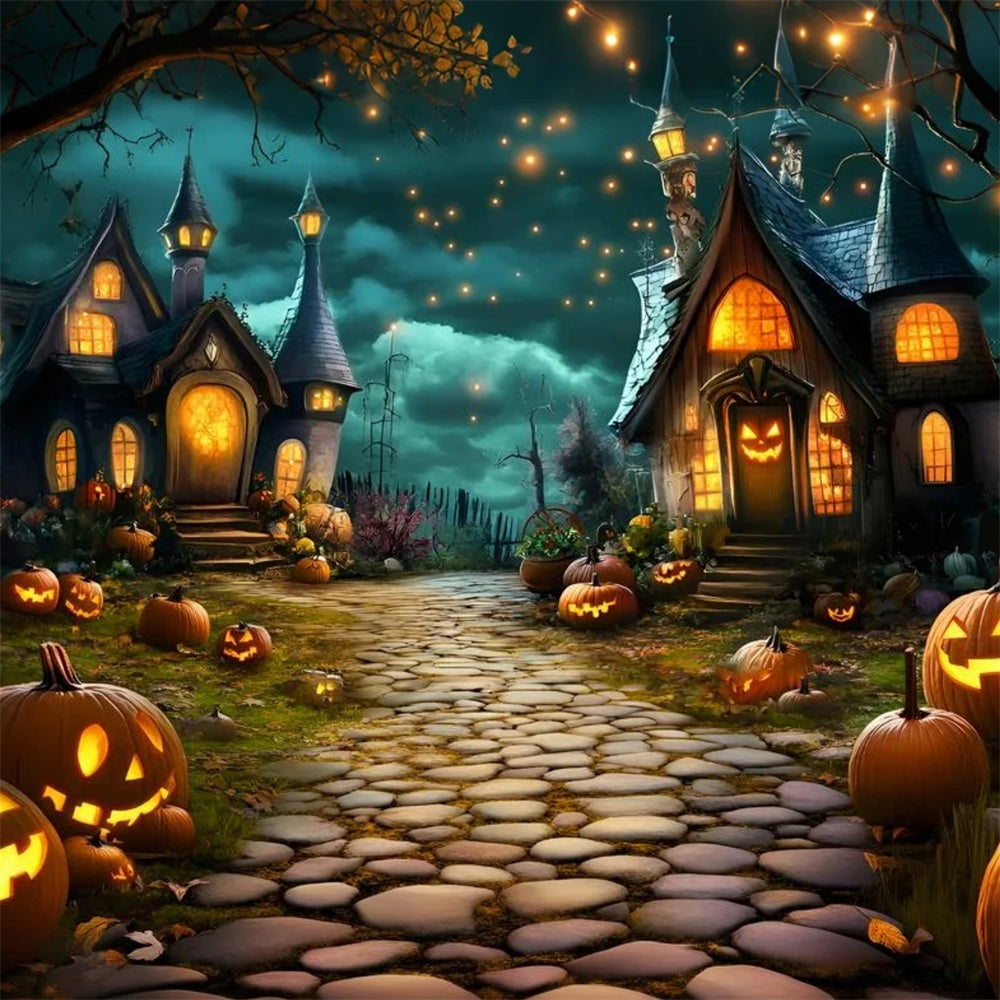 Halloween Fotografie Hintergrund Spooky Village Glow Hintergrund GQ6-213