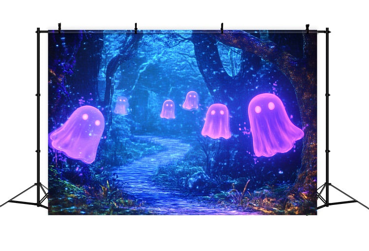 Dunkler Wald Hintergrund Mystischer Geisterpfad Halloween Fotohintergrund GQ6-216