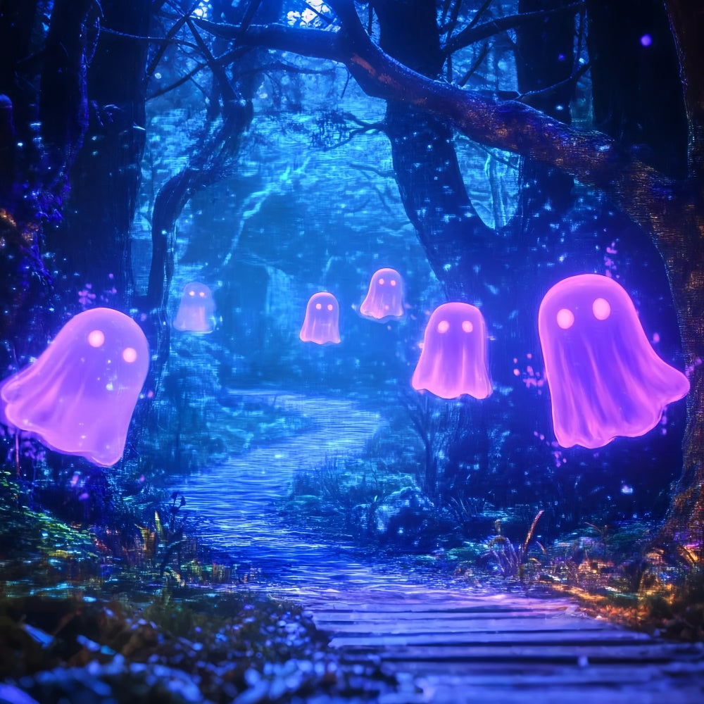 Dunkler Wald Hintergrund Mystischer Geisterpfad Halloween Fotohintergrund GQ6-216