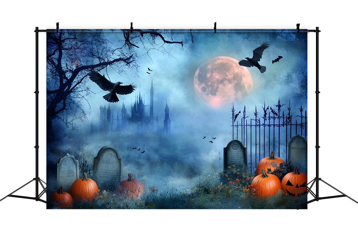 Halloween-Friedhof-Hintergrund Mitternachts-Friedhof Gespenstische Kulisse GQ6-217