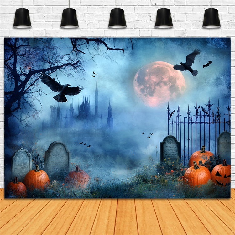 Halloween-Friedhof-Hintergrund Mitternachts-Friedhof Gespenstische Kulisse GQ6-217
