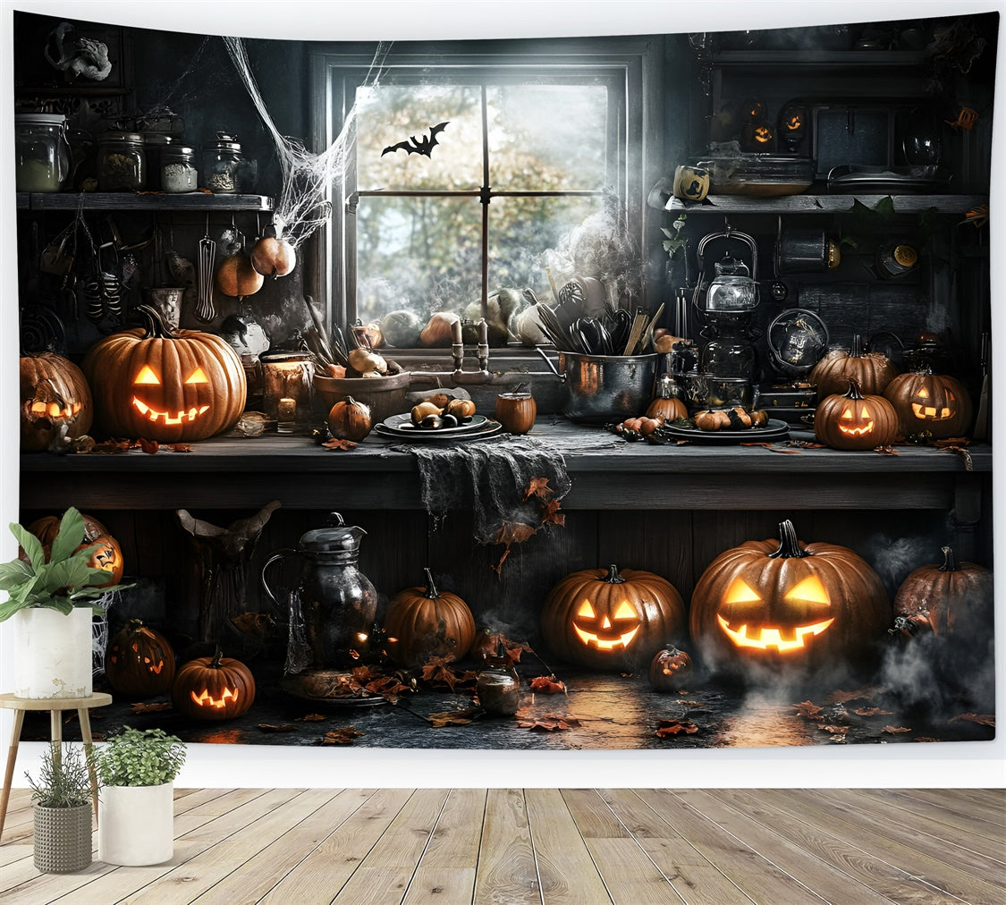 Halloween Fotokulisse Böse Küche Kürbis Kulisse GQ6-225