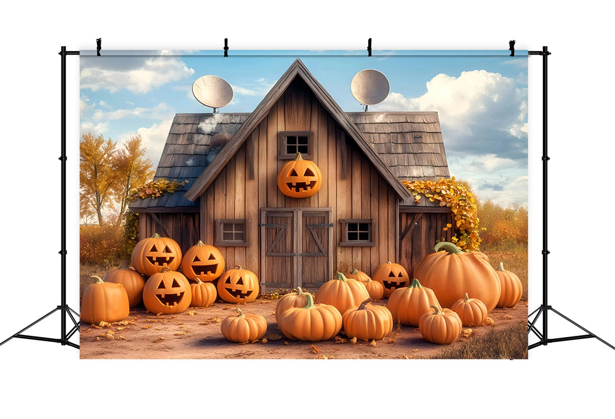 Halloween-Fotohintergrund Landkürbis Bauernhof-Hintergrund GQ6-226