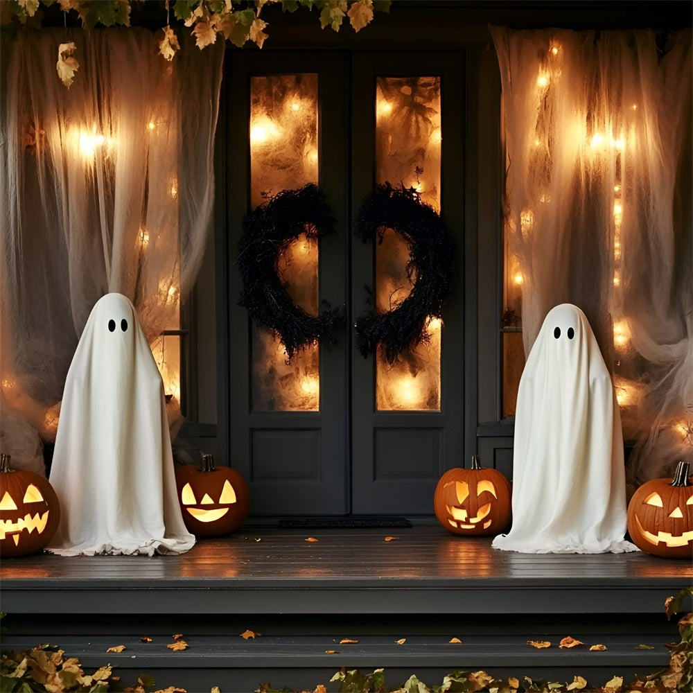 Gespenstische Halloween-Hintergrundkulisse Gespenstische Veranda-Laterne Hintergrundkulisse GQ6-230
