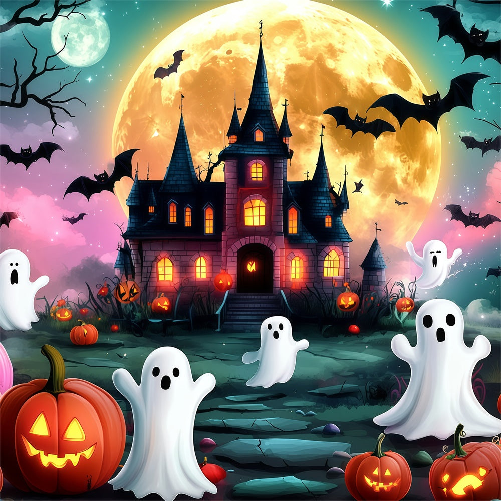 Halloween Moon Backdrop Geisterparade Spukschloss Backdrop GQ6-233