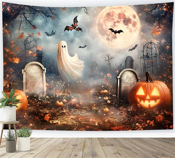 Halloween Friedhof Backdrop Vollmond Geister Grab Backdrop GQ6-235