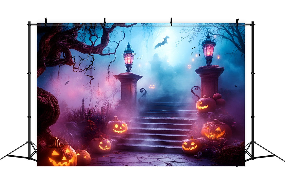Halloween Backdrop Kürbispfad Geistertreppe Backdrop GQ6-248