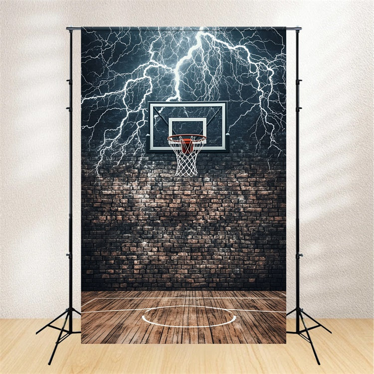Basketball Fotohintergrund Backstein Court Thunder Hintergrund GQ6-268