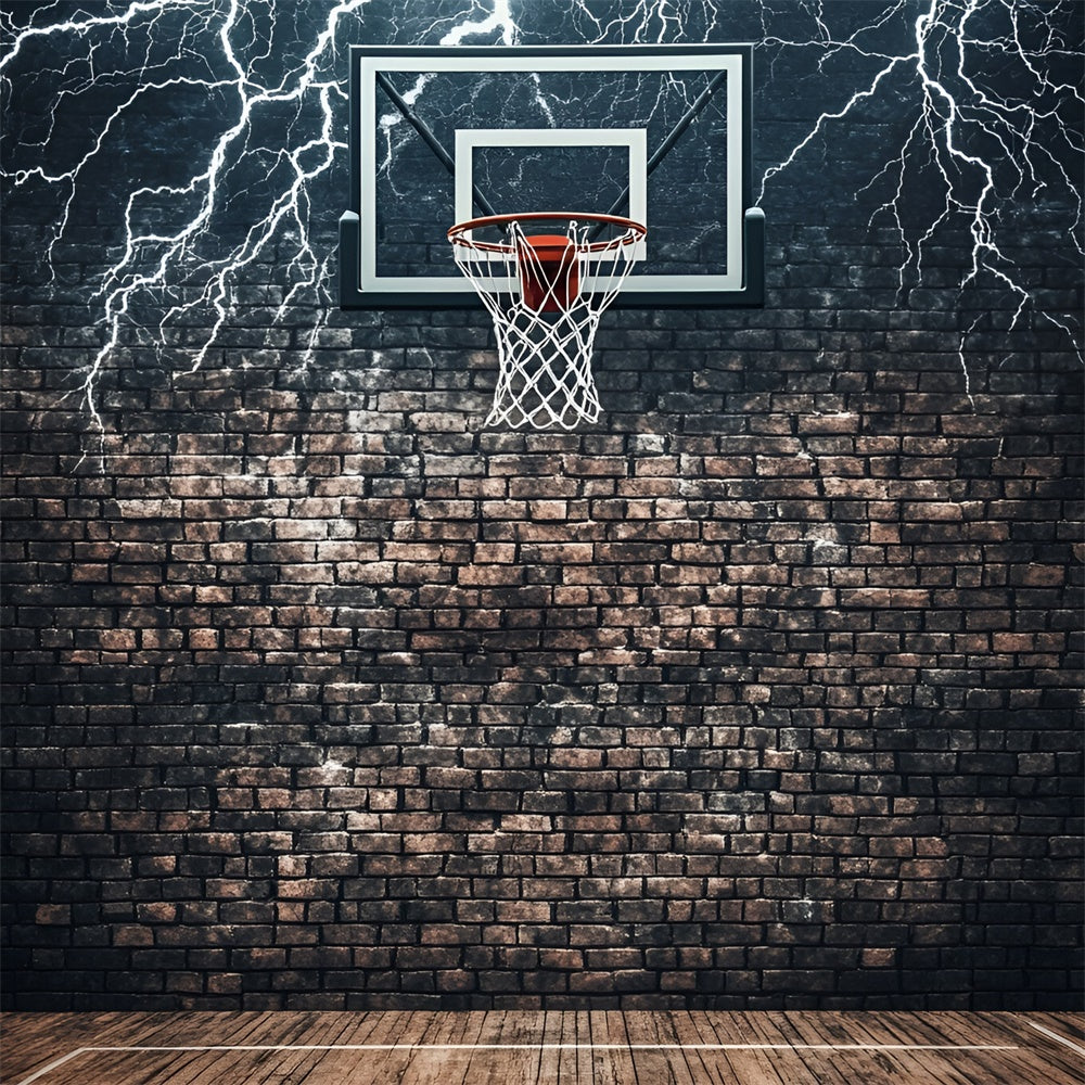 Basketball Fotohintergrund Backstein Court Thunder Hintergrund GQ6-268