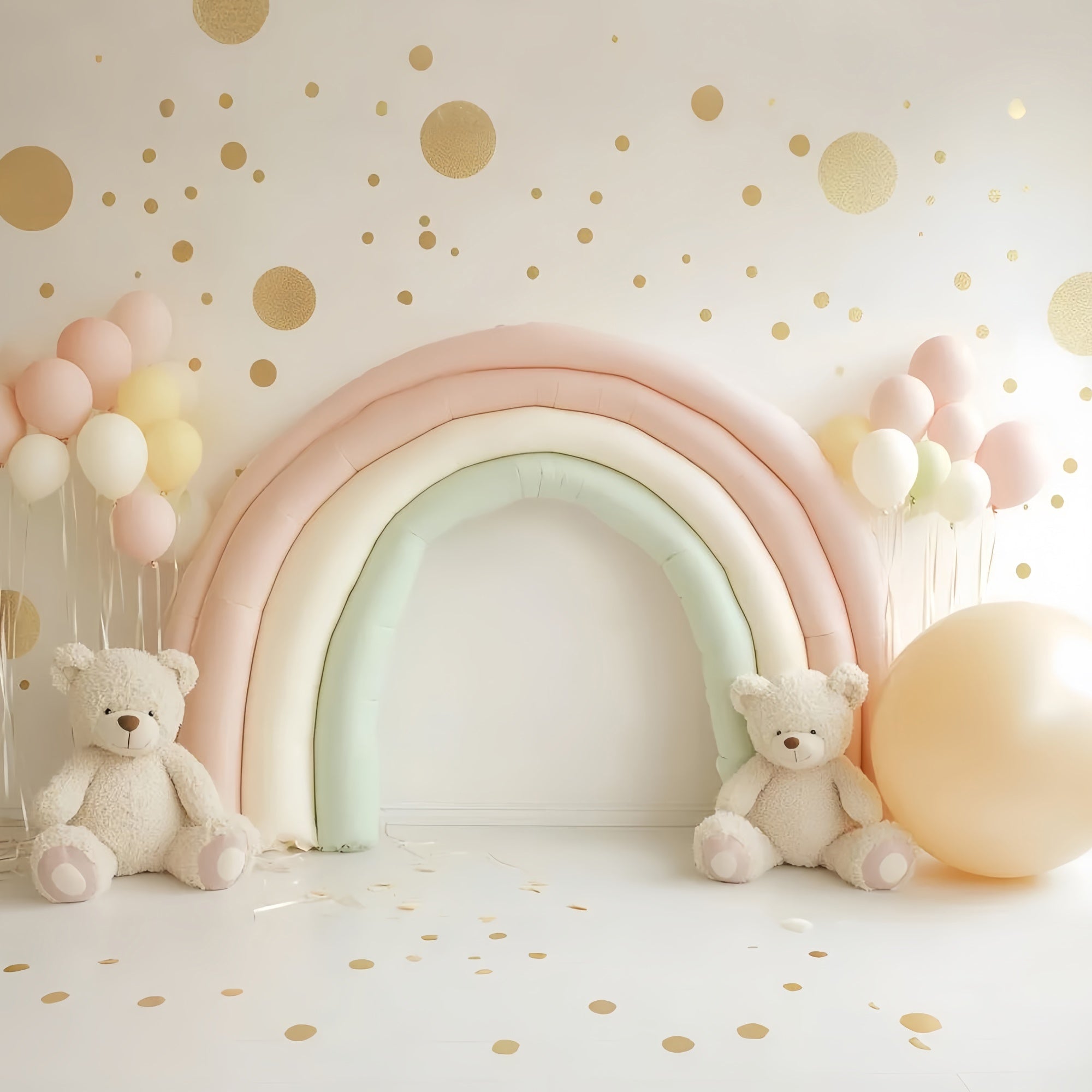 Backdrop für Geburtstag Pastell Regenbogen Bär Backdrop GQ6-336