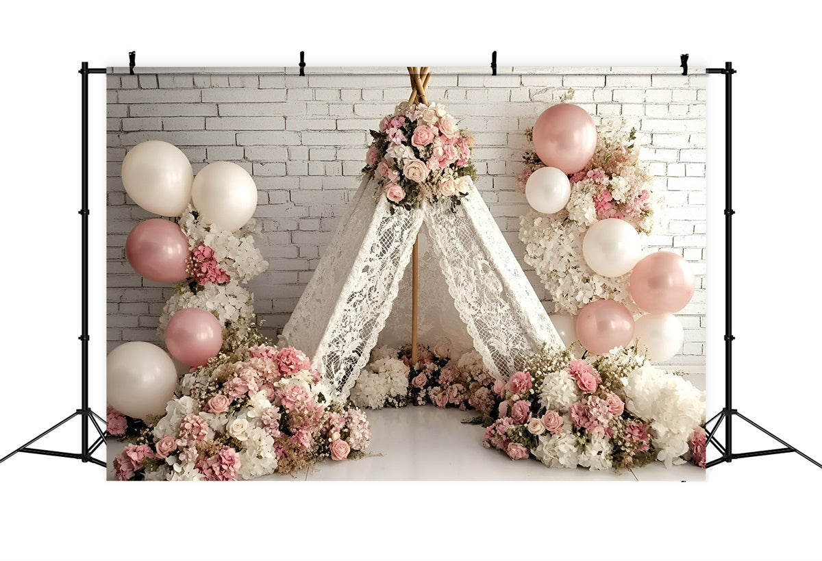 Cake Smash Backdrop Mädchen Blush Blossom Tent Backdrop GQ6-340