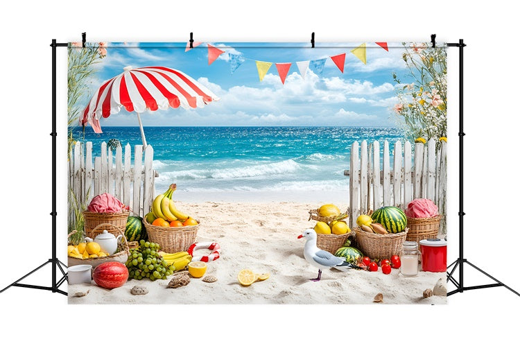 Tropischer Strand Backdrop Obststand Seaside Sommer Backdrops GQ6-4