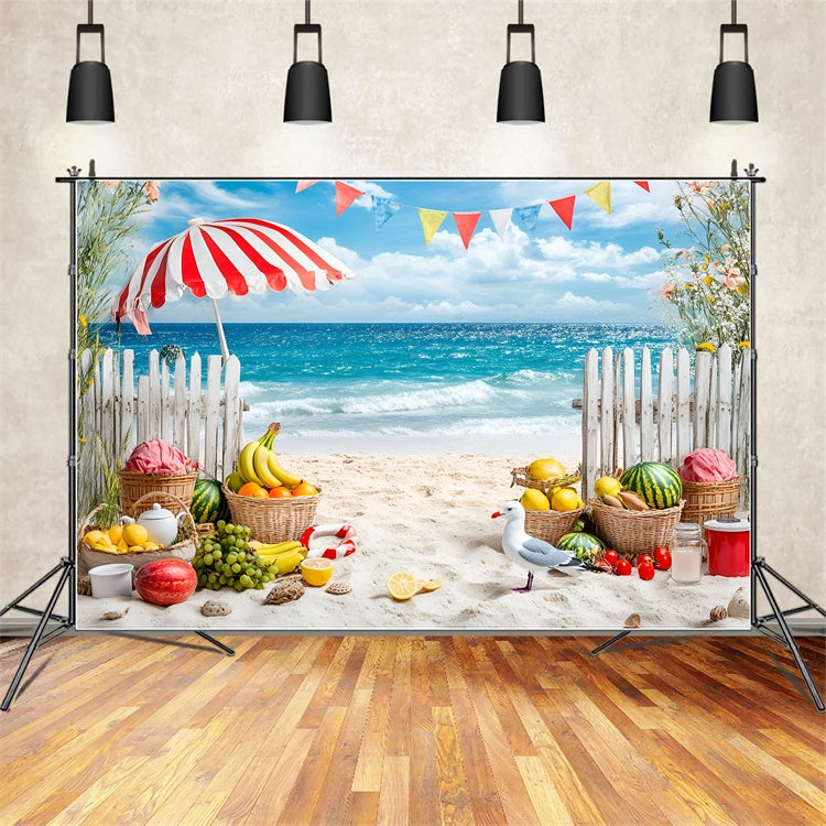 Tropischer Strand Backdrop Obststand Seaside Sommer Backdrops GQ6-4