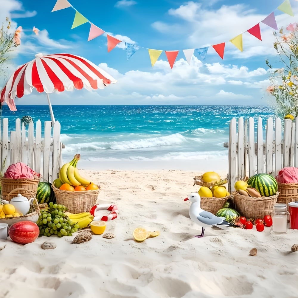 Tropischer Strand Backdrop Obststand Seaside Sommer Backdrops GQ6-4