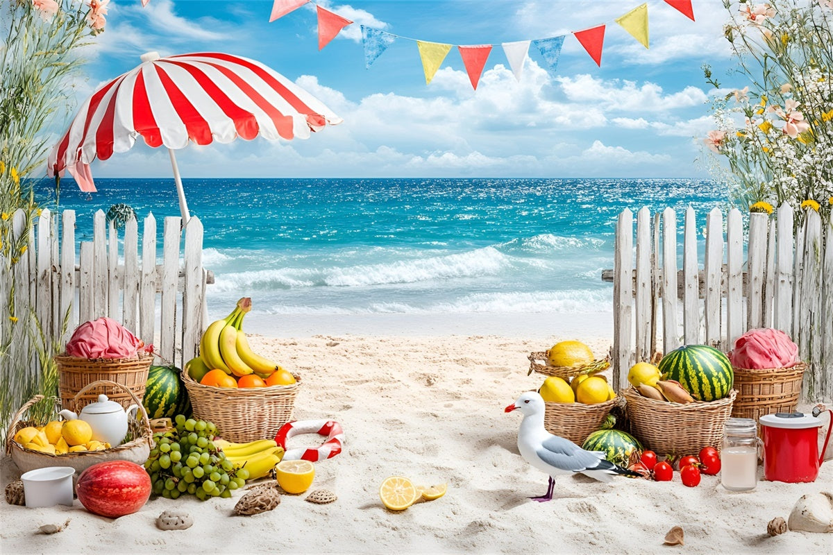 Tropischer Strand Backdrop Obststand Seaside Sommer Backdrops GQ6-4