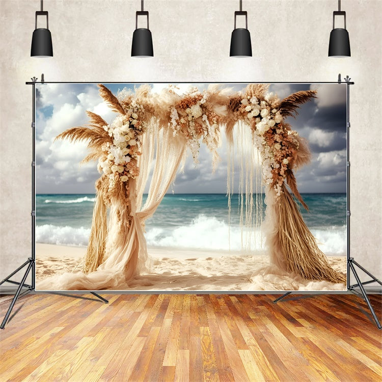 Boho Fotografie Hintergrund Pampas Welle Hochzeit Sommer Hintergrund GQ6-42