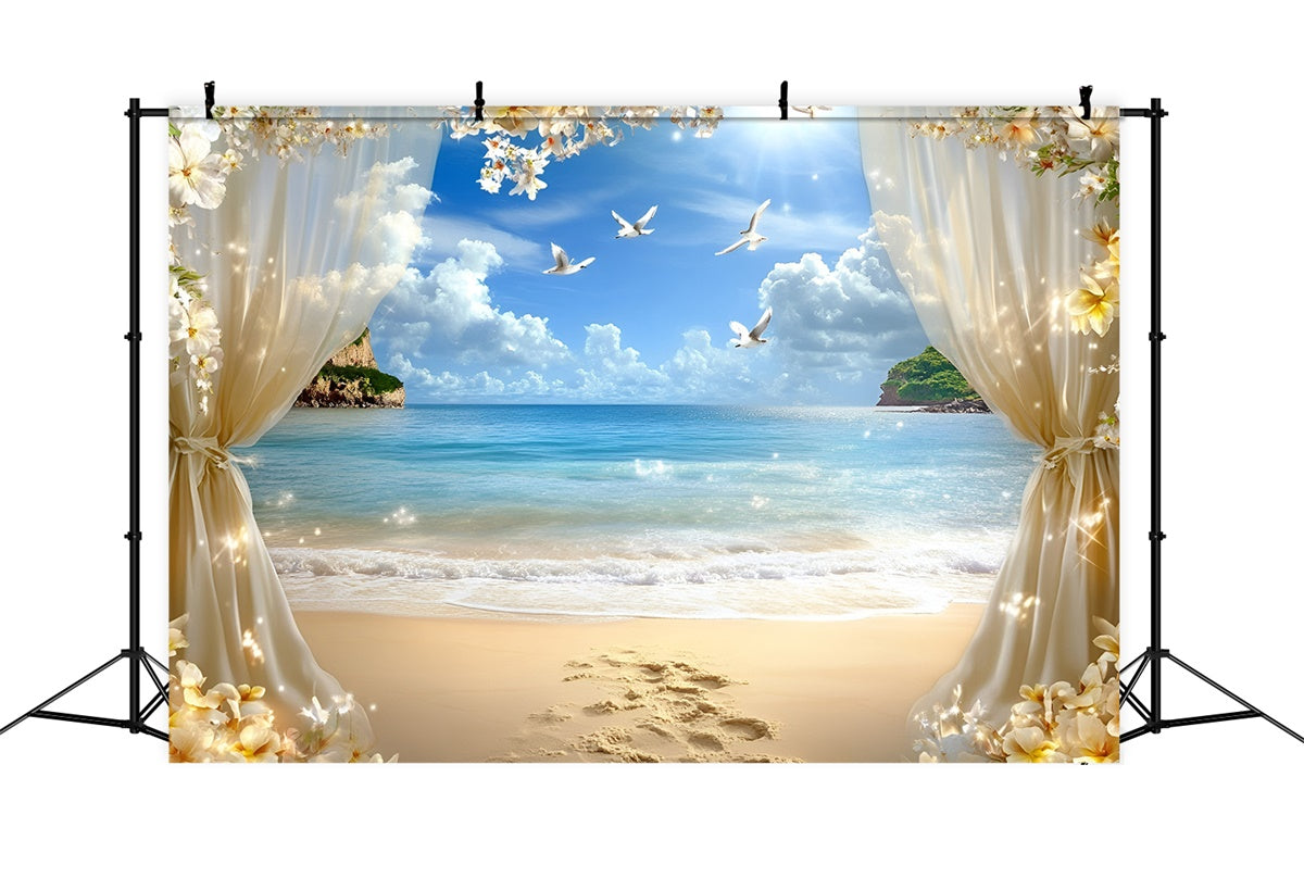 Strand-Themen-Hintergrund Trauminsel-Horizont Sommer-Hintergrund GQ6-49