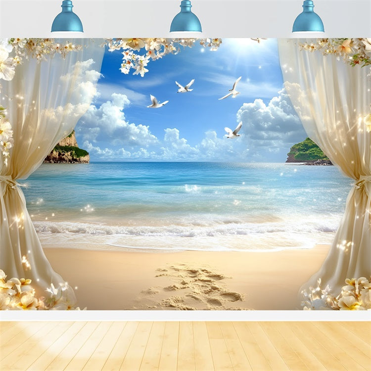 Strand-Themen-Hintergrund Trauminsel-Horizont Sommer-Hintergrund GQ6-49