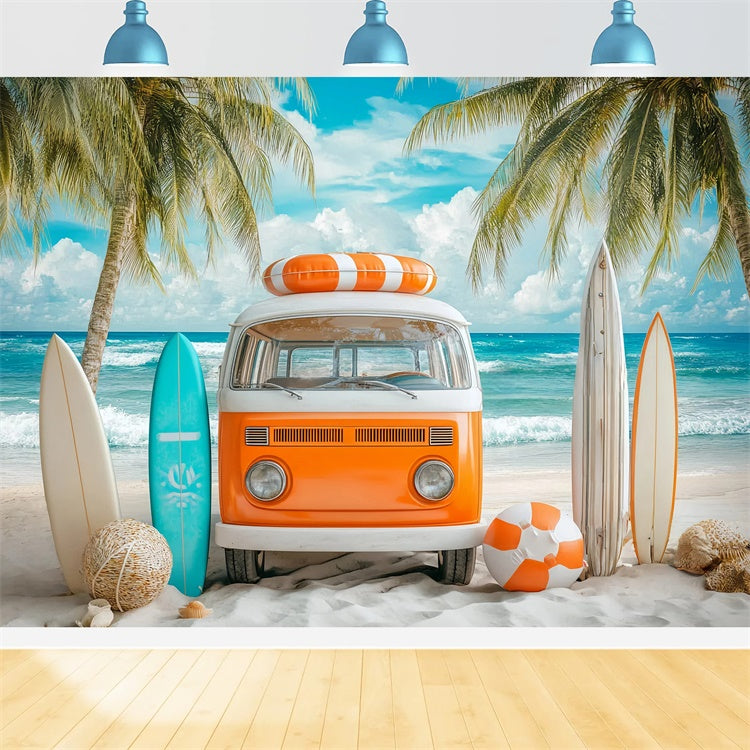 Strand Kulisse Fotografie Retro Surf Bus Sommer Kulisse GQ6-5