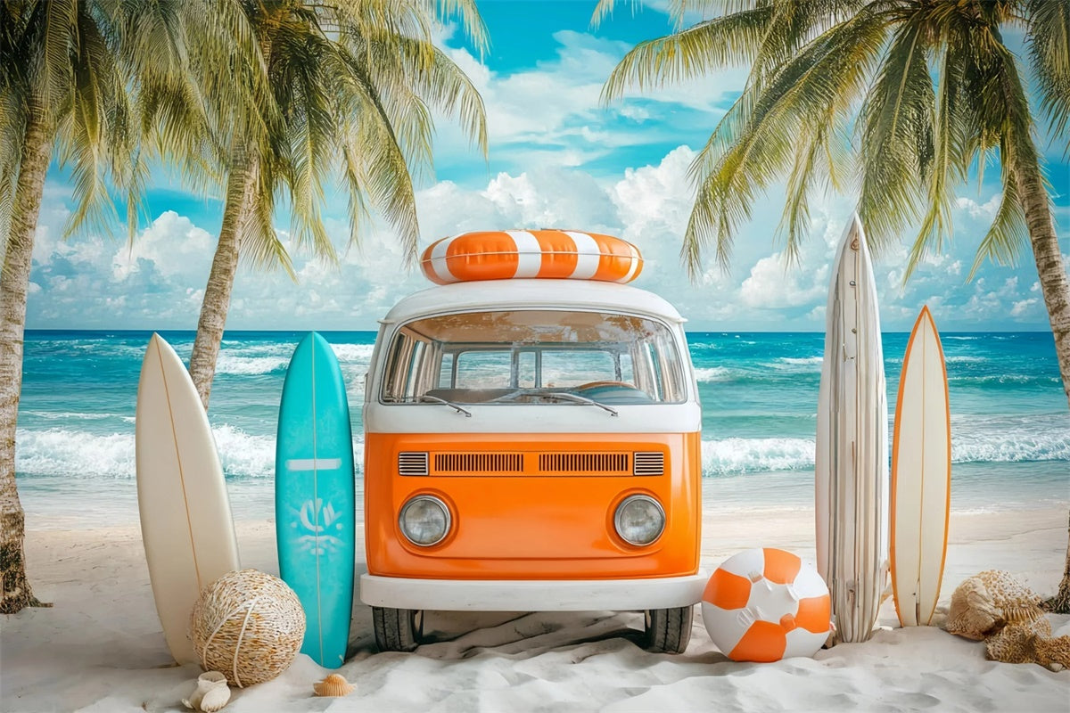 Strand Kulisse Fotografie Retro Surf Bus Sommer Kulisse GQ6-5
