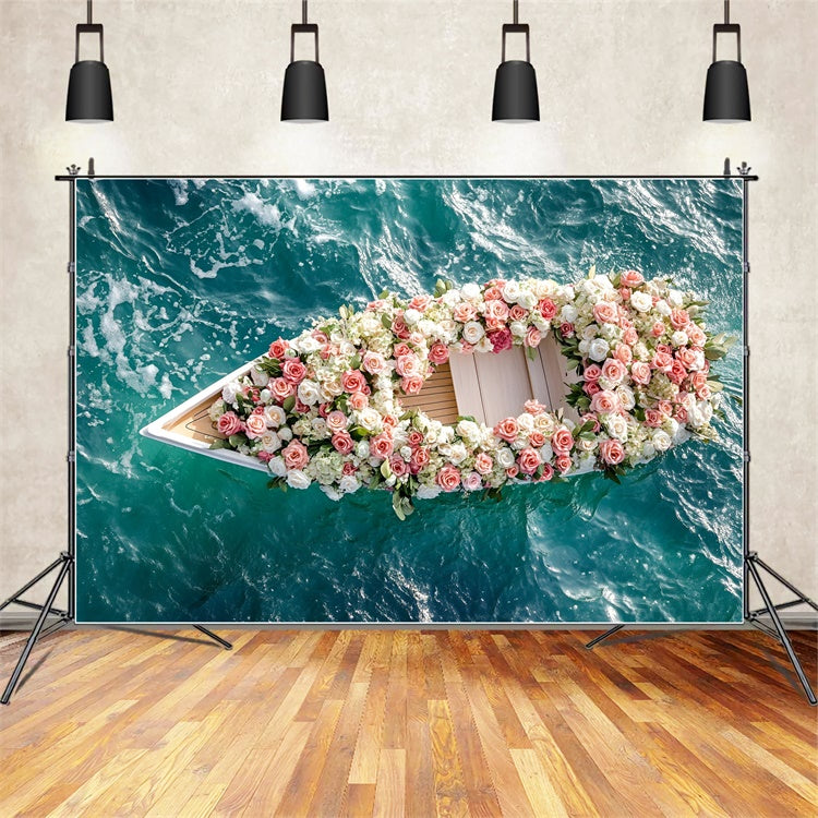 Sommer-Fotohintergrund Schwimmende Blumen Traum Boot Hintergrund GQ6-52