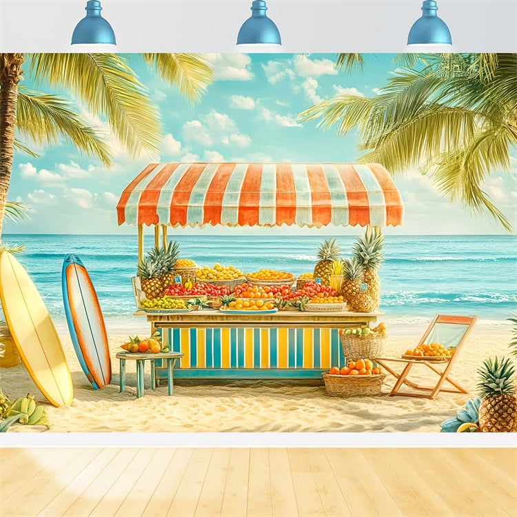 Tropischer Strand-Hintergrund Surf-Fruchtstand Sommer-Fotohintergrund GQ6-54