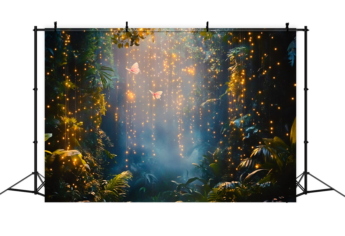 Magischer Wald Backdrop Funkelnder Regenfall Wald Sommer Backdrop GQ6-61