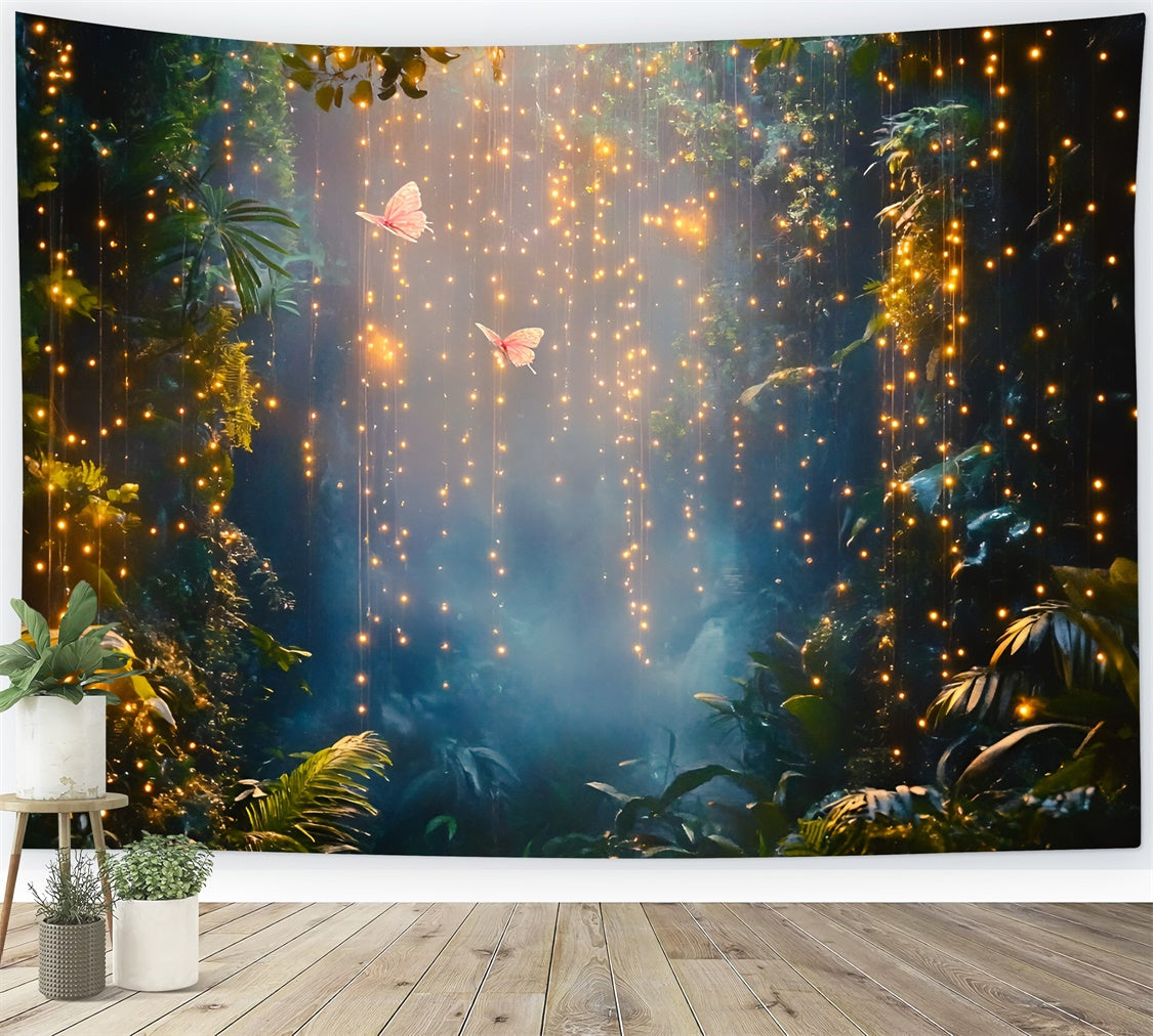 Magischer Wald Backdrop Funkelnder Regenfall Wald Sommer Backdrop GQ6-61
