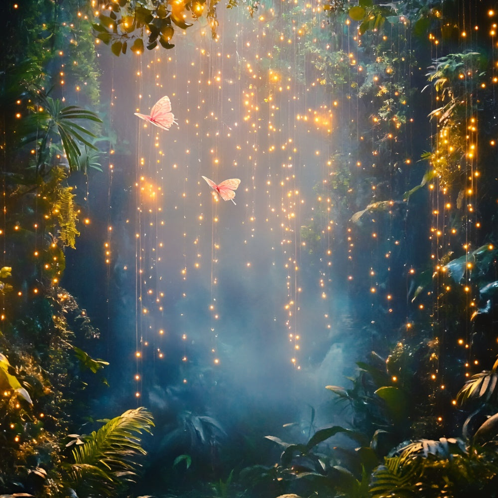 Magischer Wald Backdrop Funkelnder Regenfall Wald Sommer Backdrop GQ6-61