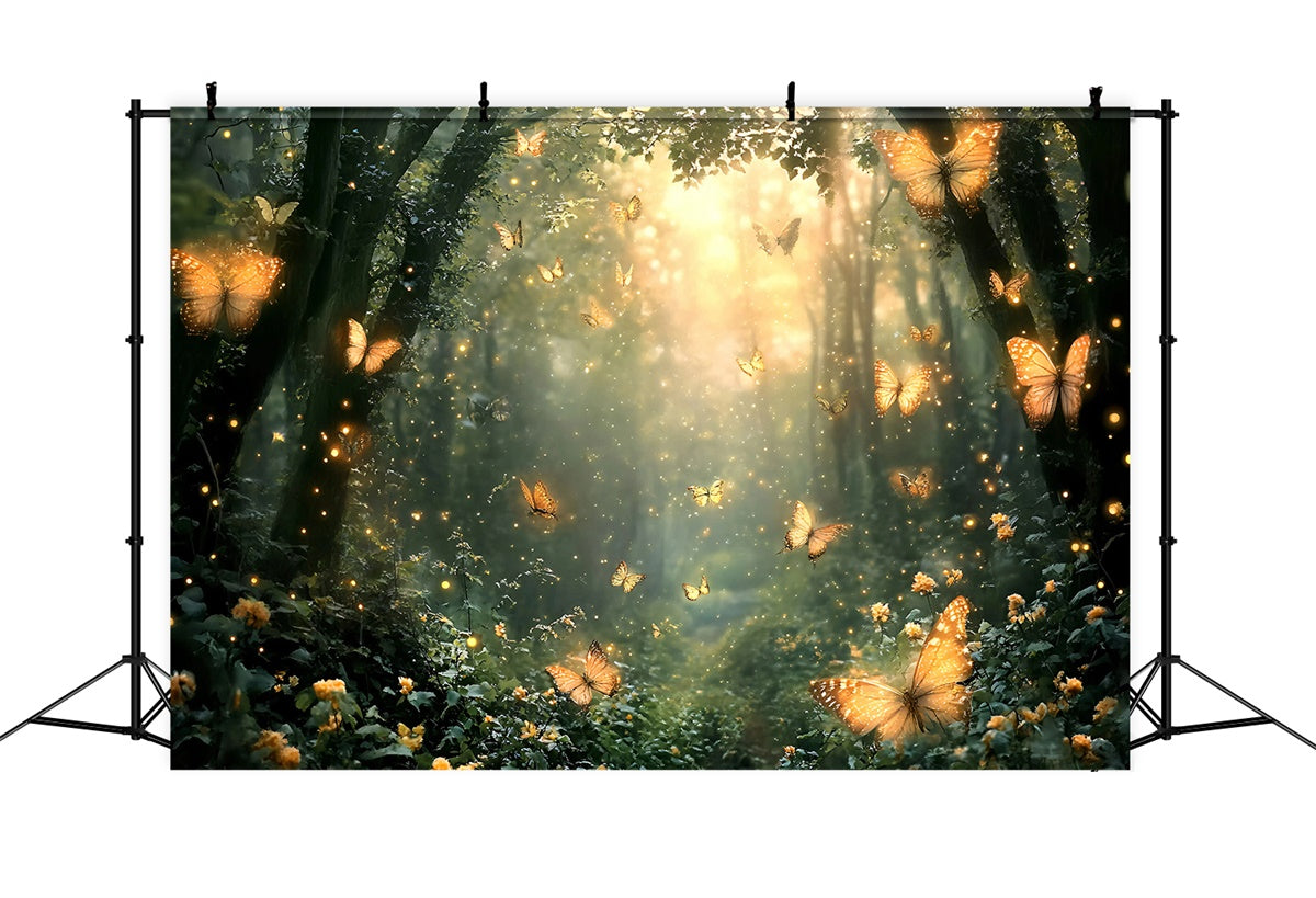 Summer Photo Backdrop Golden Glow Enchanted Forest Backdrop GQ6-63