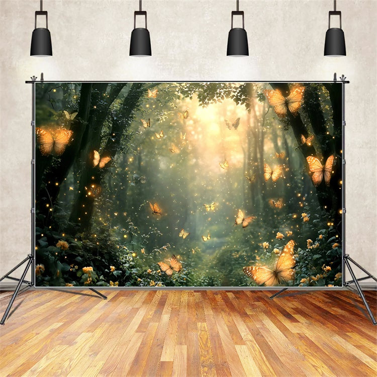 Summer Photo Backdrop Golden Glow Enchanted Forest Backdrop GQ6-63