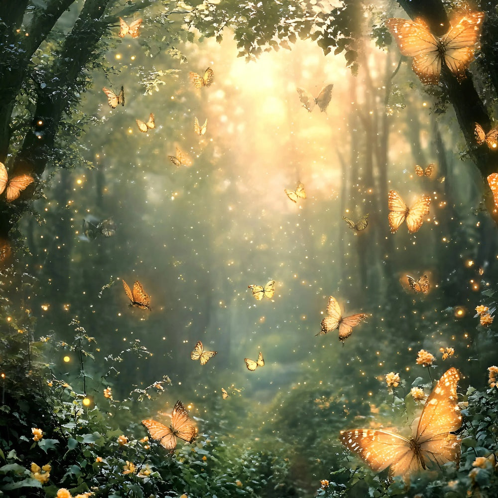 Summer Photo Backdrop Golden Glow Enchanted Forest Backdrop GQ6-63