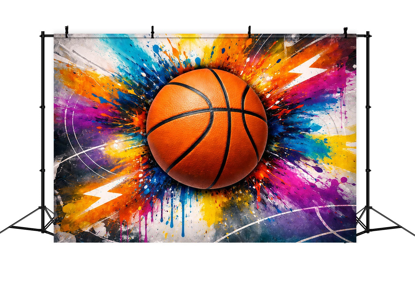 Basketball-Hintergrund Abstrakte Farbspritzer Graffiti Sport-Hintergrund GQ61-75