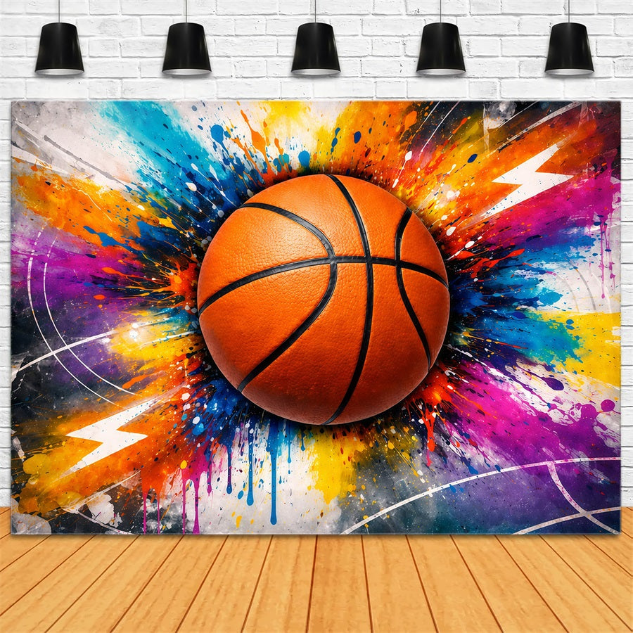 Basketball-Hintergrund Abstrakte Farbspritzer Graffiti Sport-Hintergrund GQ61-75