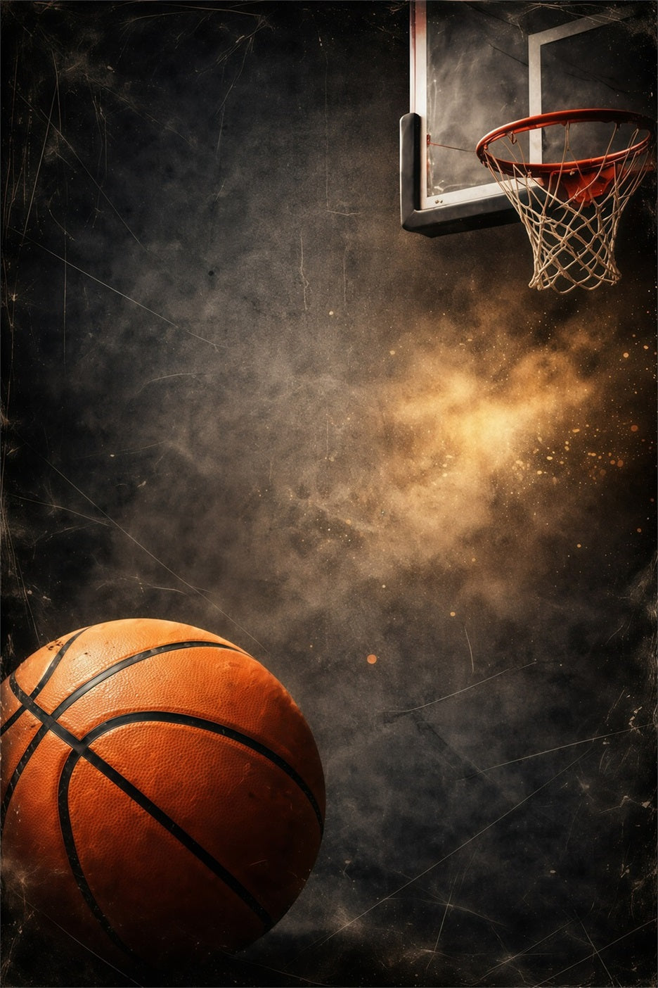 Basketball-Fotohintergrund Grunge Hoop Staub Explosion Sport-Themenhintergrund GQ61-87