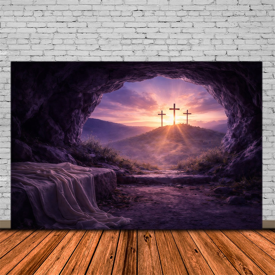 Ostergrab-Hintergrund Auferstehung Morgendämmerung Leeres Grab Osterfotografie-Hintergründe zu verkaufen GQ61-9