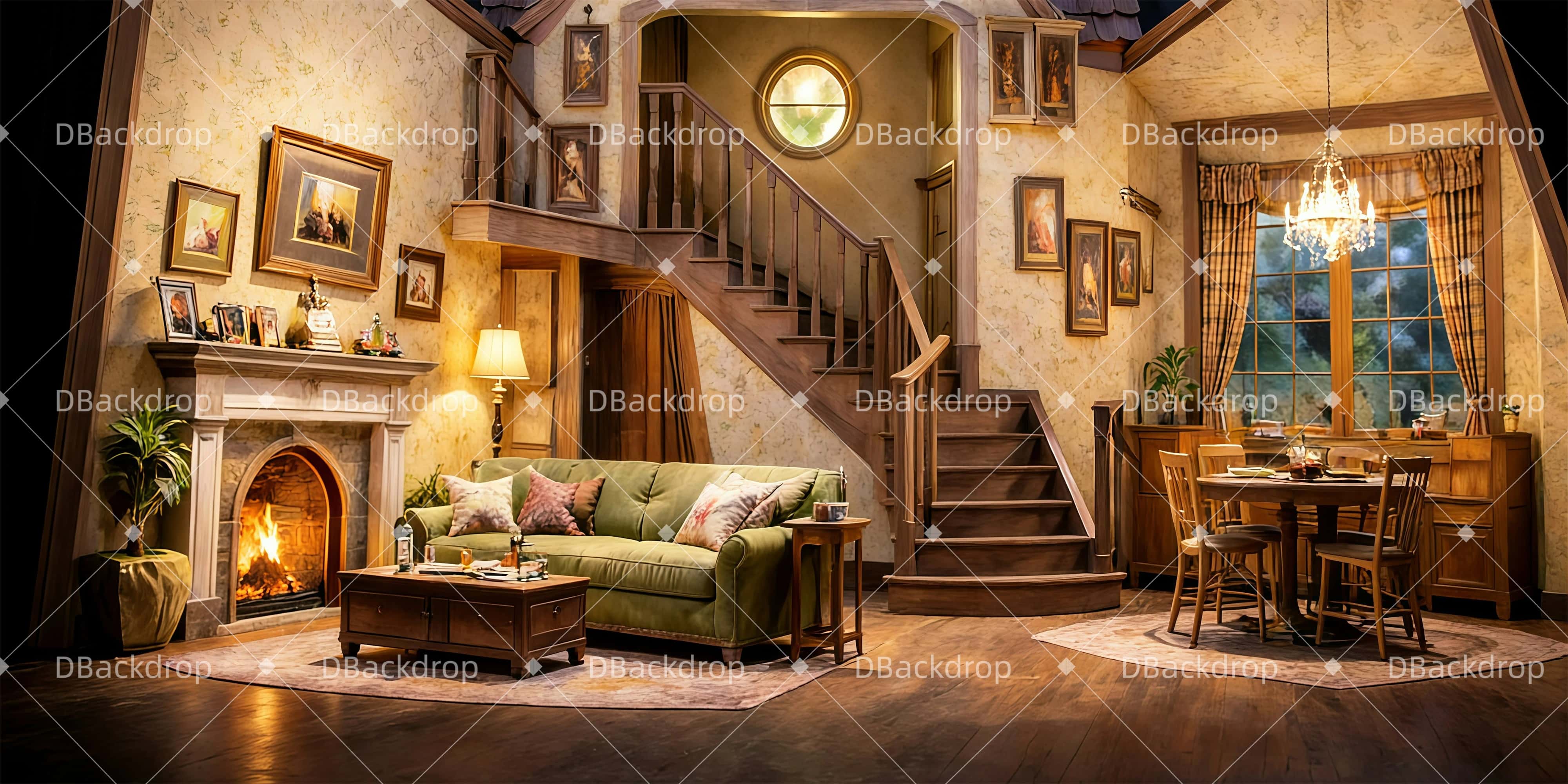 Vorhang Theater Gemütliches Wohnzimmer Backdrop Theater GQ61-T2