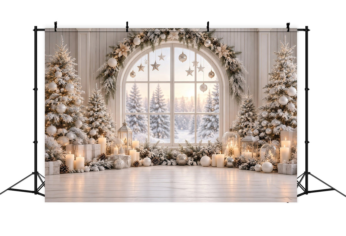 Weihnachtsfenster-Hintergrund Weißes Winterfenster Dekoration GQ610-120