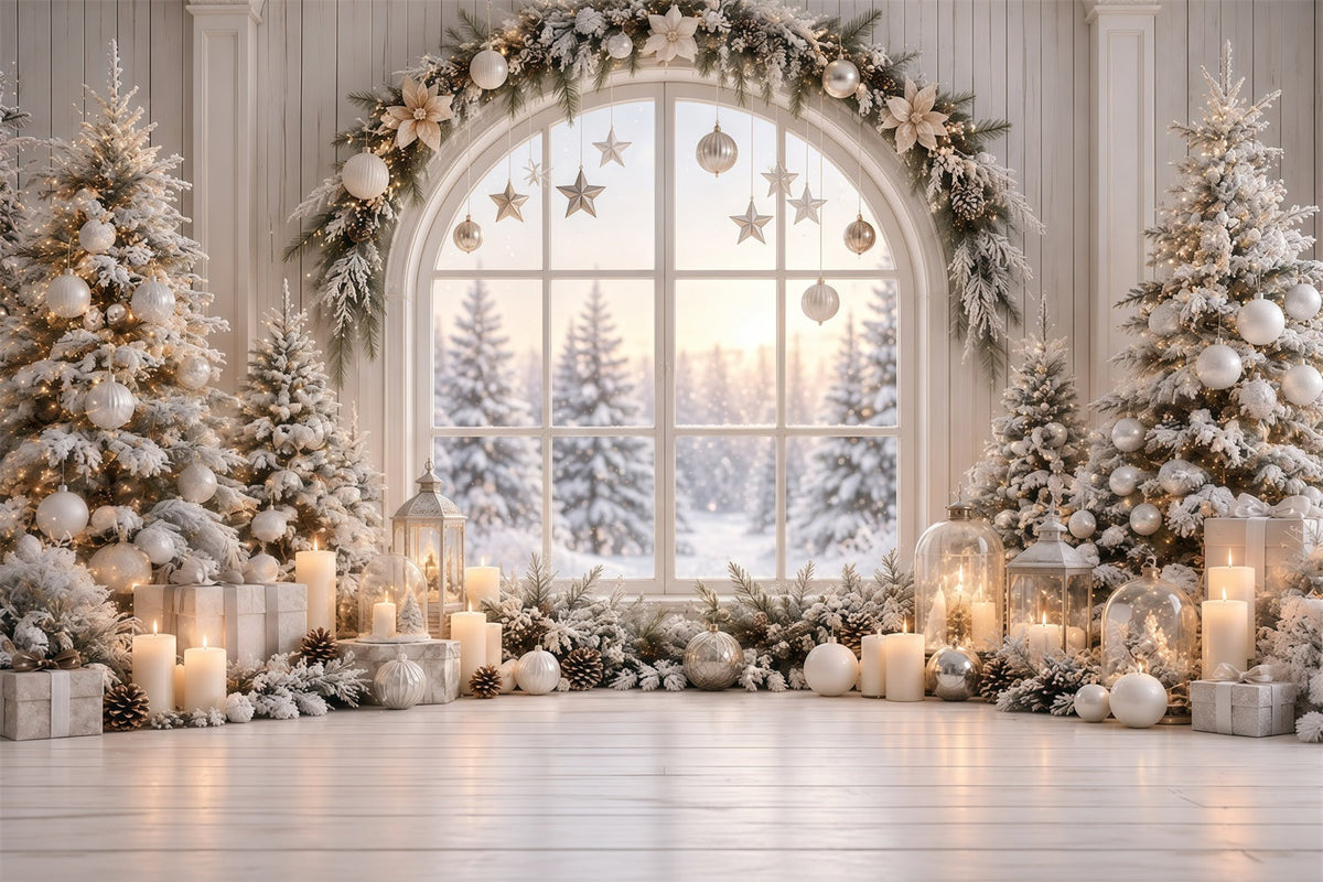 Weihnachtsfenster-Hintergrund Weißes Winterfenster Dekoration GQ610-120