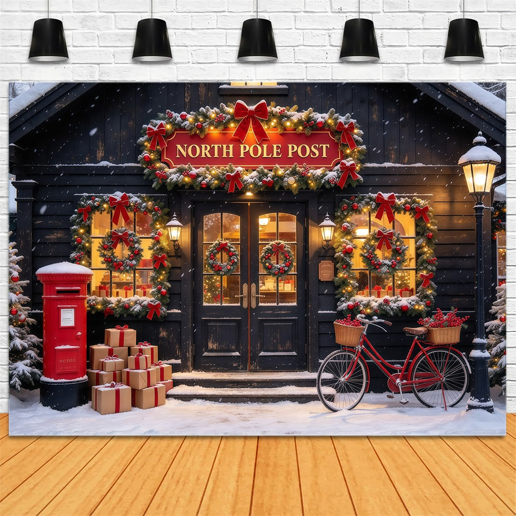 Nordpol Fotohintergrund Winterliches Verschneites Postamt GQ610-13