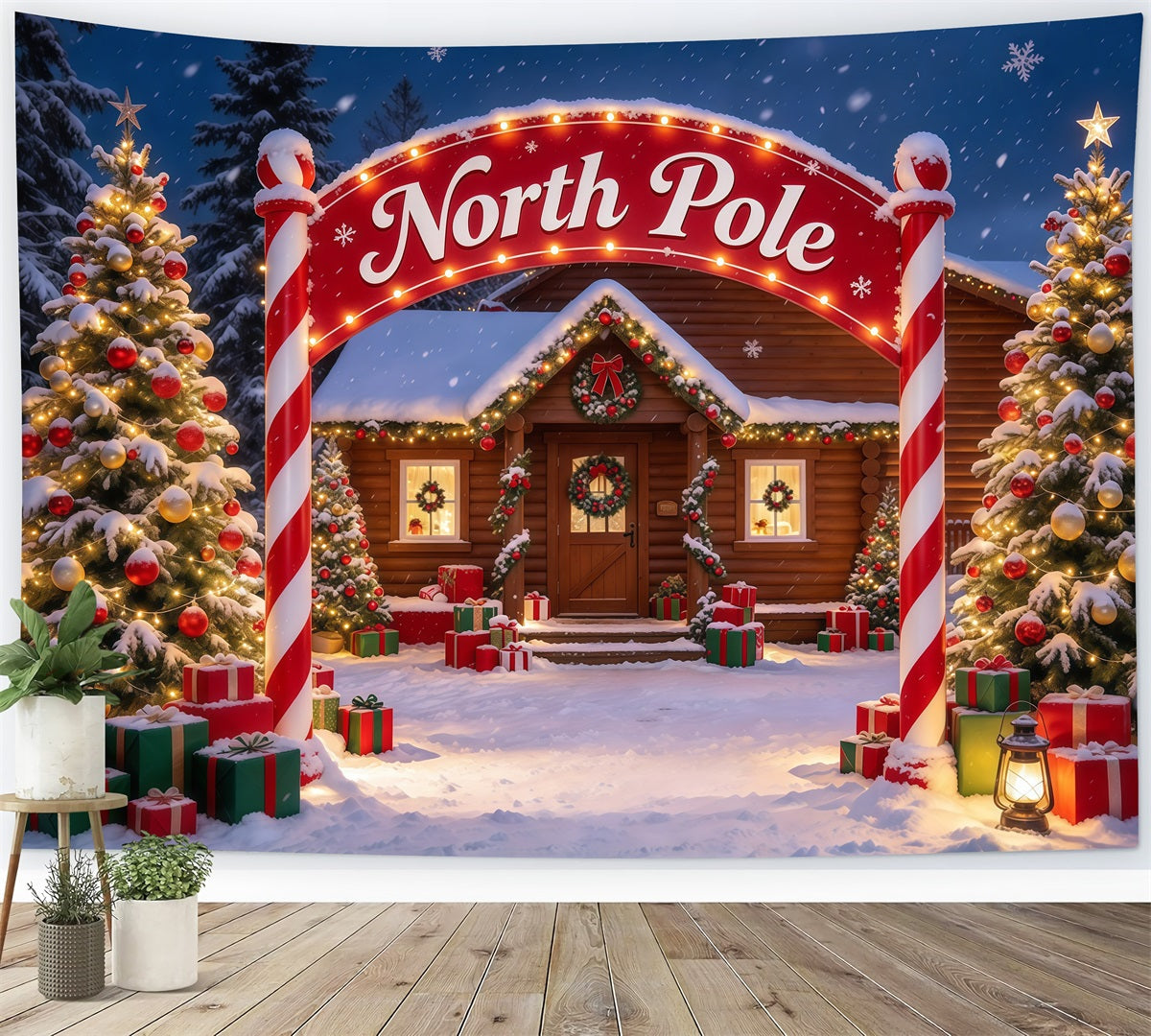 Nordpol Fotohintergrund Winterliche Verschneite Hütten Einfahrt GQ610-36