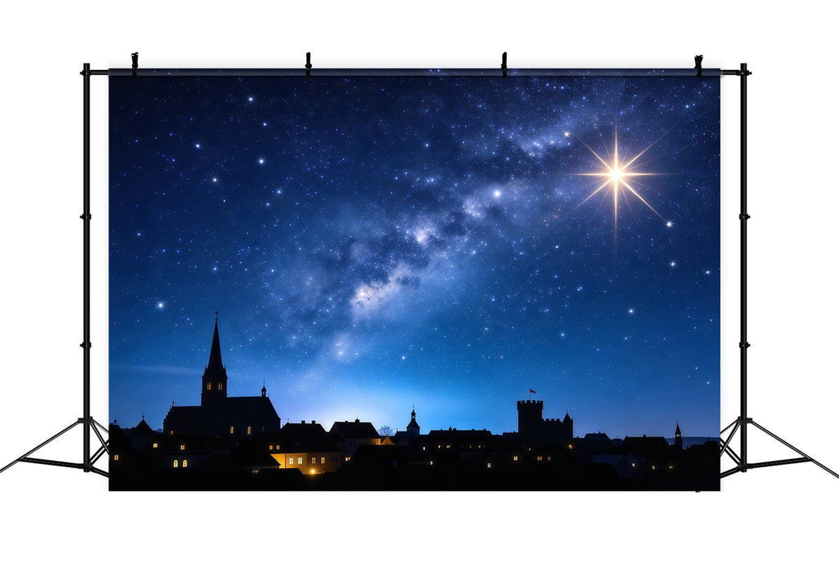 Krippenszene Hintergrund Strahlender Stern Dorf Skyline GQ610-38