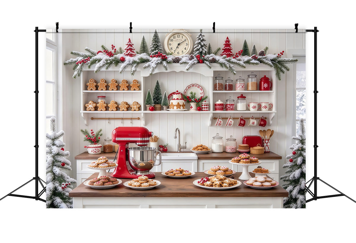 Weihnachtlicher Hintergrund Weiße Küche Keksebacken Lebkuchen GQ610-89
